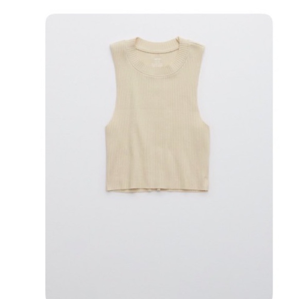 Aerie Cream Ribbed Tank Top